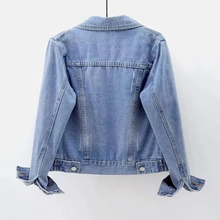 Women Jacket Turn-down Collar Classic Denim Jacket Single-breasted Buttons Chest Pockets Slim Fit Denim Hip Hop Streetwear Coats ShedPoundsPortal