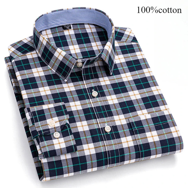 Fashion over size 7XL long-sleeve shirts for men 100%cotton Oxford slim fit plain shirt soft casual elegants designer clothes ShedPoundsPortal