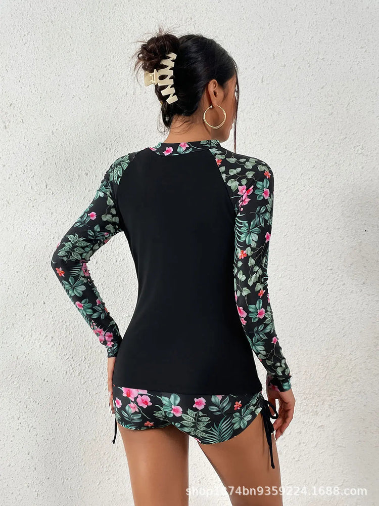 Female Swimsuit With Long Sleeves Swimwear Sports Surfing Tankini Set Beachwear Two-Piece Bathing Suits Pool Women Swimming Suit ShedPoundsPortal
