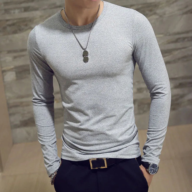 1pcs Spring Autumn Men Long Sleeve T Shirt Mens Thin Solid Casual T-shirts Classic Clothes Men&