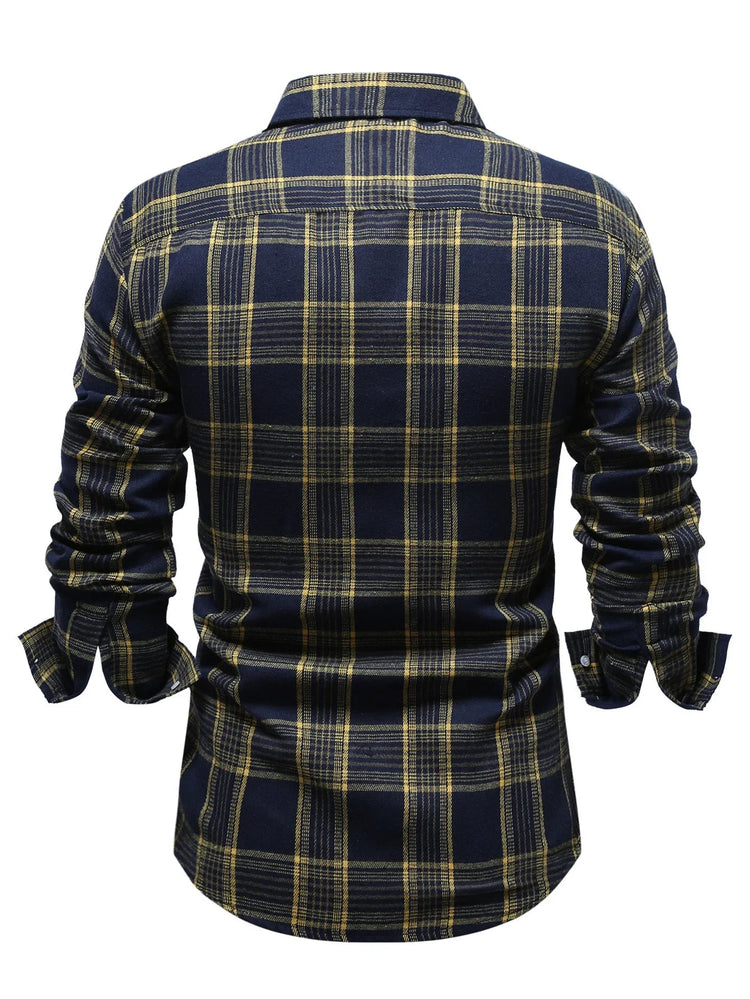 Casual Plaid Long Sleeve Men&