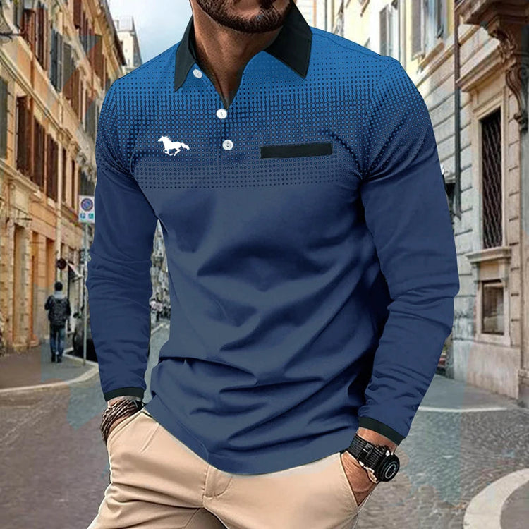Spring Autumn Men Long Sleeve Sport Lapel Polo Shirt Men Clothes Business Casual Fake Pocket Stitching Golf Polo Shirt Tops ShedPoundsPortal