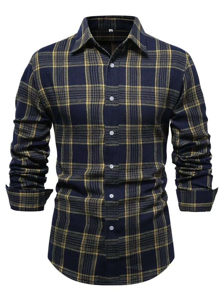 Casual Plaid Long Sleeve Men&