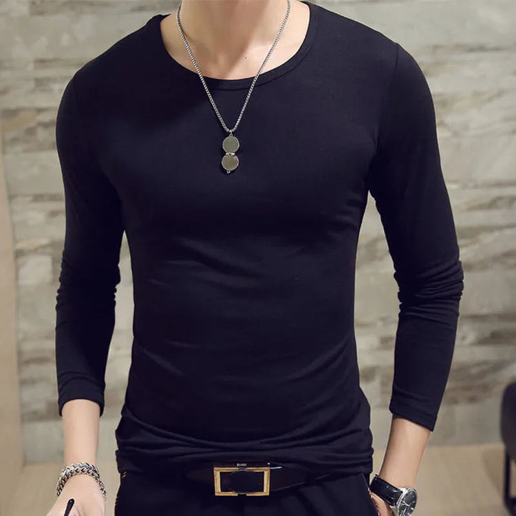1pcs Spring Autumn Men Long Sleeve T Shirt Mens Thin Solid Casual T-shirts Classic Clothes Men&