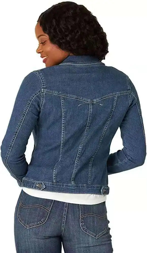 2025 Autumn Women Denim Coat Washed Long Sleeve Slim Fit Short Jacket Pockets Turn Down Collar Street Casual Female Outerwear ShedPoundsPortal