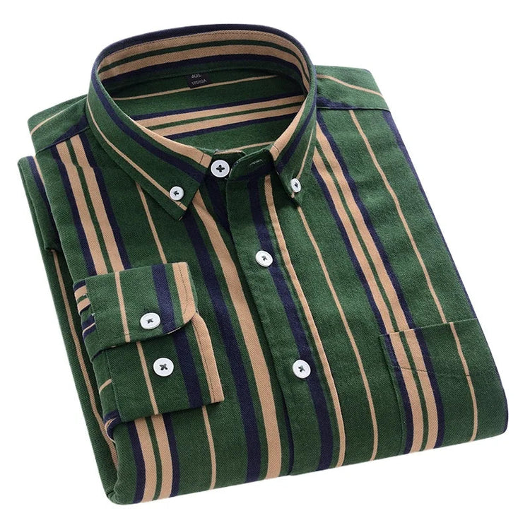Casual Long-sleeve Shirts for Men Slim Fit Plain Shirt 100%cotton Plaid Striped Tops Soft Designer Fashion Korean Trends Clothes ShedPoundsPortal