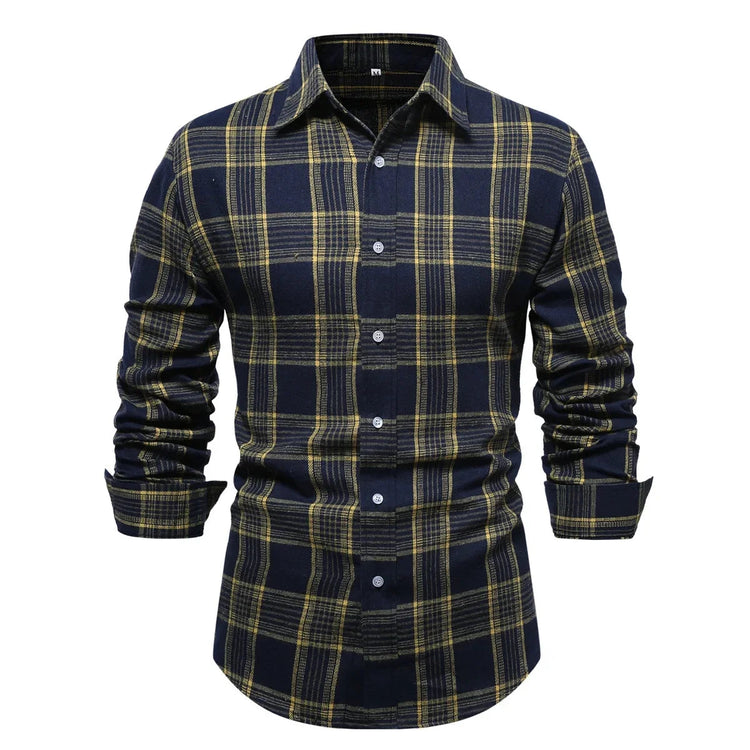 Casual Plaid Long Sleeve Men&
