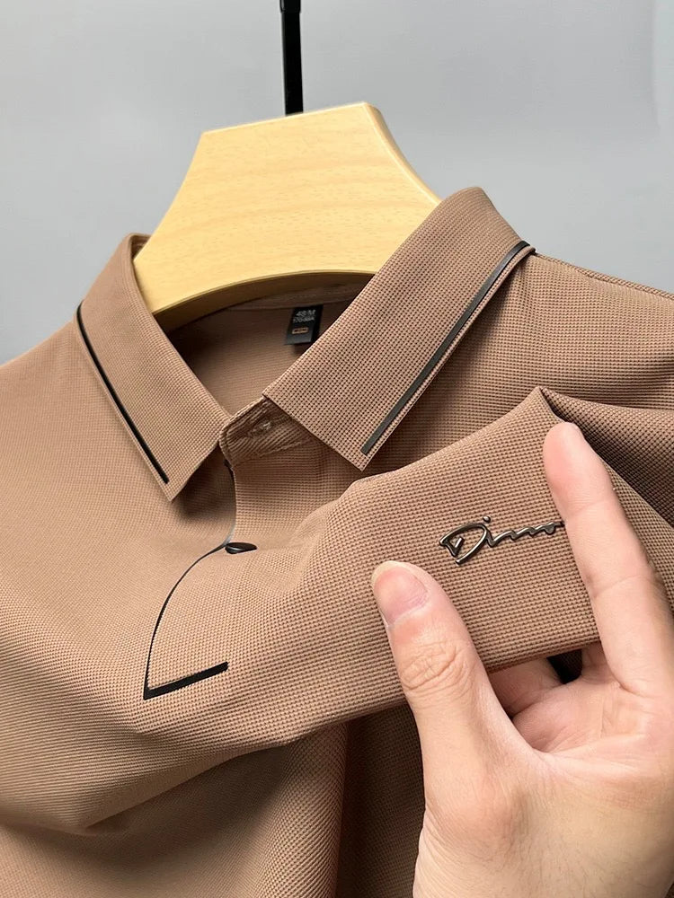 High end luxury brand fashion hot diamond short sleeve Advanced printed POLO shirt summer new Korean version men&