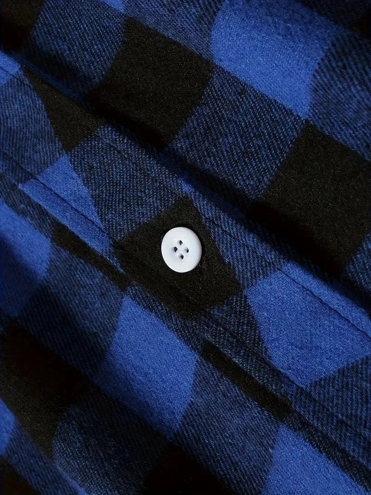 Mens Shirts Single Breaste Classic Plaid Smart Casual Flannel Shirt Long Sleeved Chest Two Pockets Design Spring Autumn Men Tops ShedPoundsPortal