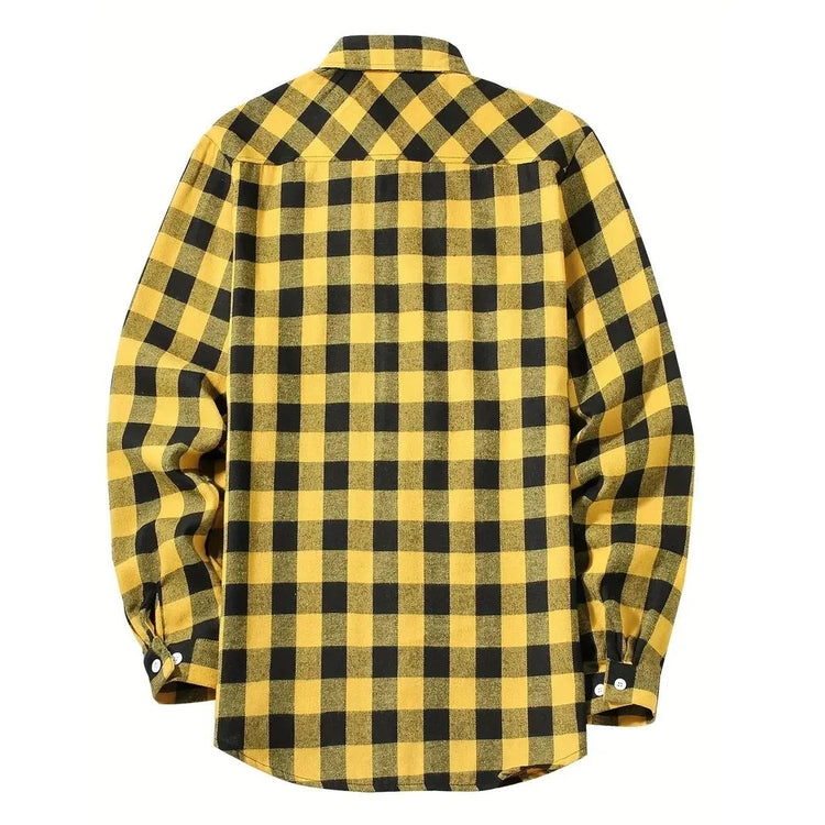 Mens Shirts Single Breaste Classic Plaid Smart Casual Flannel Shirt Long Sleeved Chest Two Pockets Design Spring Autumn Men Tops ShedPoundsPortal