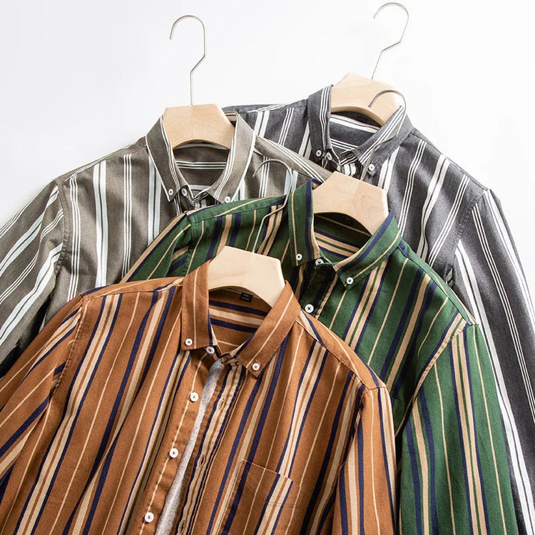 Casual Long-sleeve Shirts for Men Slim Fit Plain Shirt 100%cotton Plaid Striped Tops Soft Designer Fashion Korean Trends Clothes ShedPoundsPortal