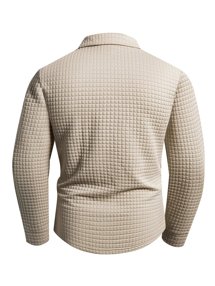 Digital Printed Fabric with Irregular Plaid Pattern, Non-Positioned Plaid Pattern, Thick Long-Sleeve Turn-Down Collar Top, Square Plaid Texture Fabric, Fashionable Casual Everyday Wear ShedPoundsPortal