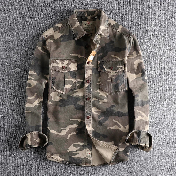 Male Single Breasted Shirts Turn Down Collar Long Sleeve Cardigan Men Shirt Loose Button Safari Style Slight Strech Print ShedPoundsPortal
