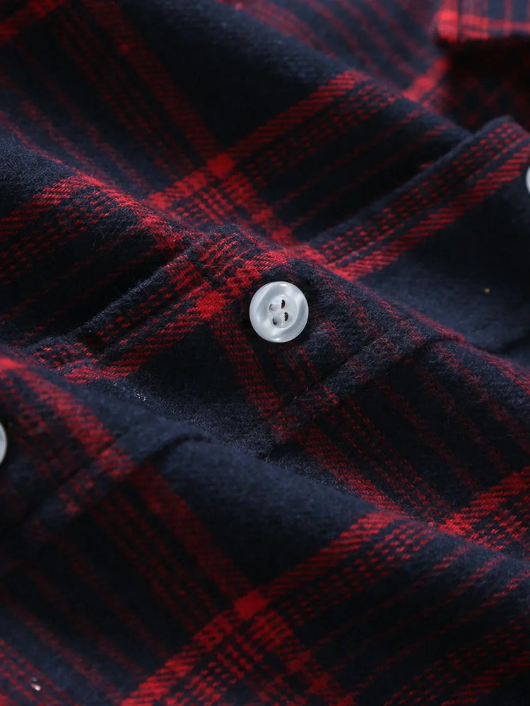 Casual Plaid Long Sleeve Men&