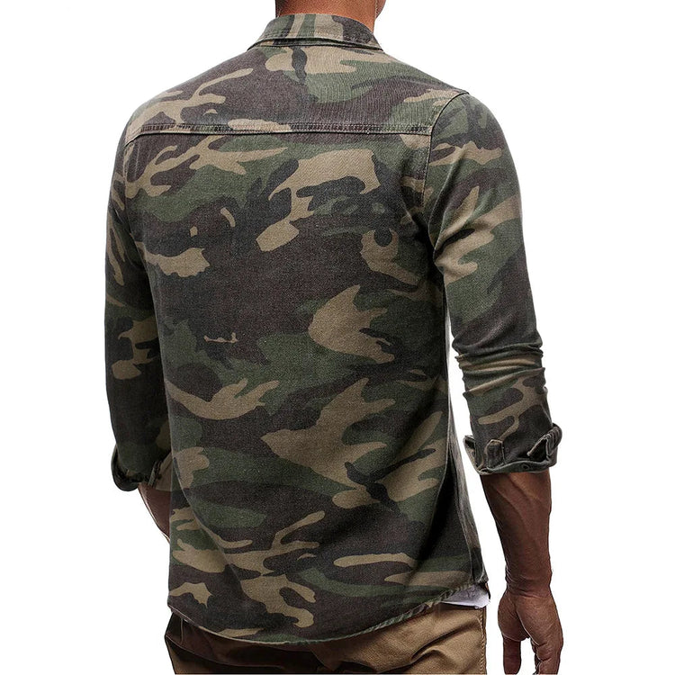Men Shirts Coats Tops Camouflage Shirt Turn Down Collar Full Sleeve Single Breasted Casual Splice Regular Button Autumn ShedPoundsPortal