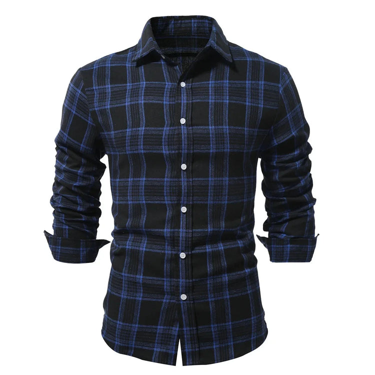 Casual Plaid Long Sleeve Men&