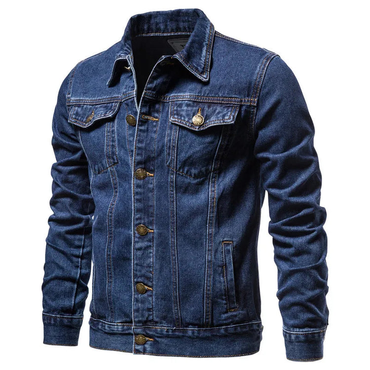 2025 Spring Men Solid Lapel Denim Jackets Fashion Motorcycle Jeans Jackets Hommes Slim Fit Cotton Casual Black Blue Coats ShedPoundsPortal