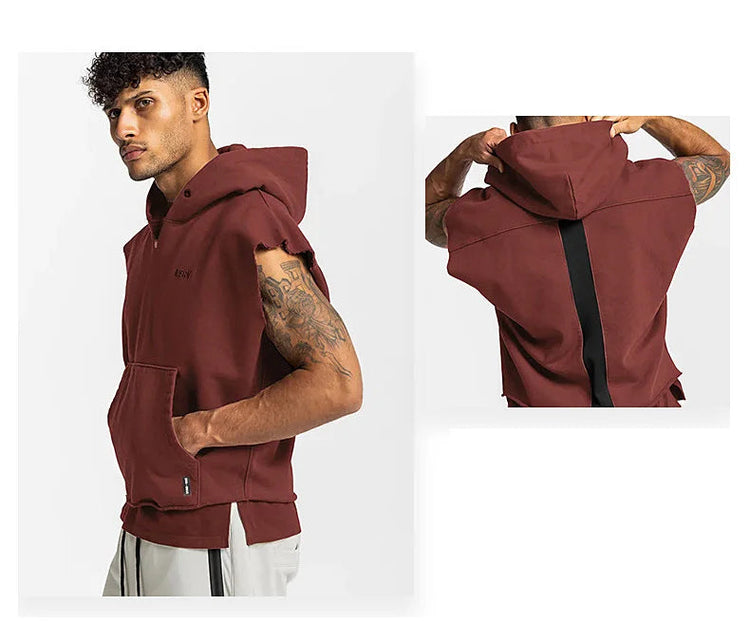 Mens Brand Gyms Clothing Bodybuilding Hooded Tank Top Cotton Sleeveless Vest Sweatshirt Fitness Workout Sportswear Tops Male ShedPoundsPortal