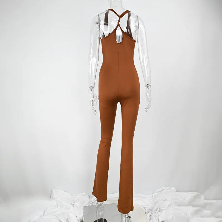 Sexy Jumpsuits Women Summer New Hollow Out Sleeveless Solid Bodycon Rompers Backless Fashion Casual Streetwear Sporty Overall ShedPoundsPortal