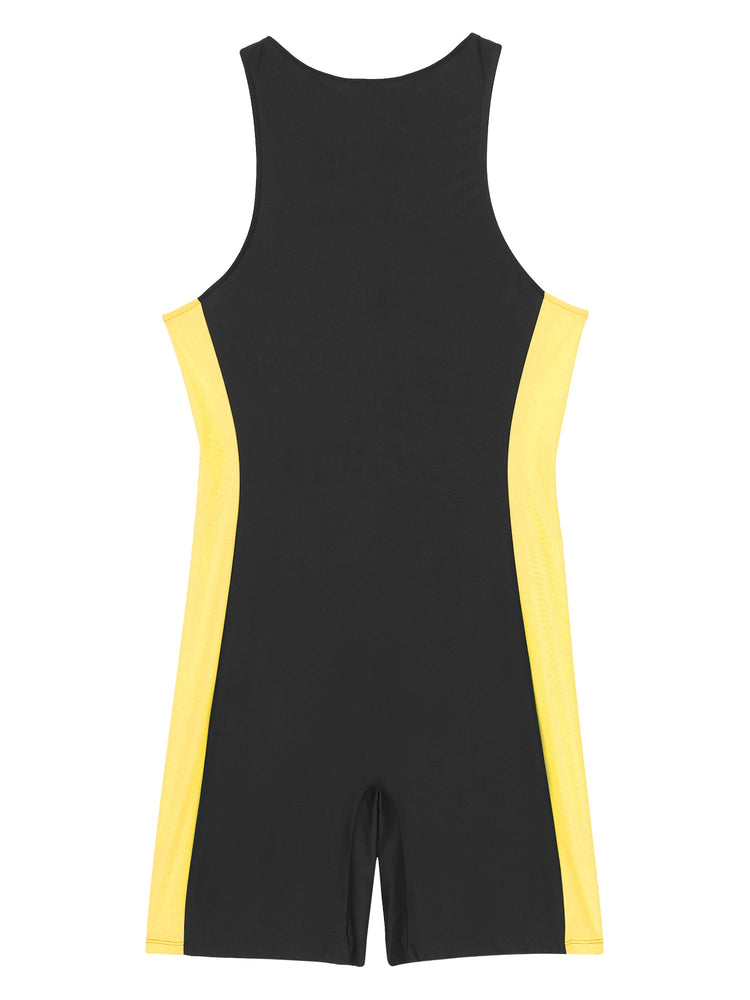 Summer Men One-piece Swimwear Swimsuit Sleeveless Front Zipper Swimming Shorts Bodysuit Triathlon Wetsuit Bathing Suit Beachwear ShedPoundsPortal