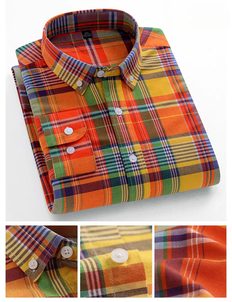 Casual Long-sleeve Shirts for Men Slim Fit Plain Shirt 100%cotton Plaid Striped Tops Soft Designer Fashion Korean Trends Clothes ShedPoundsPortal