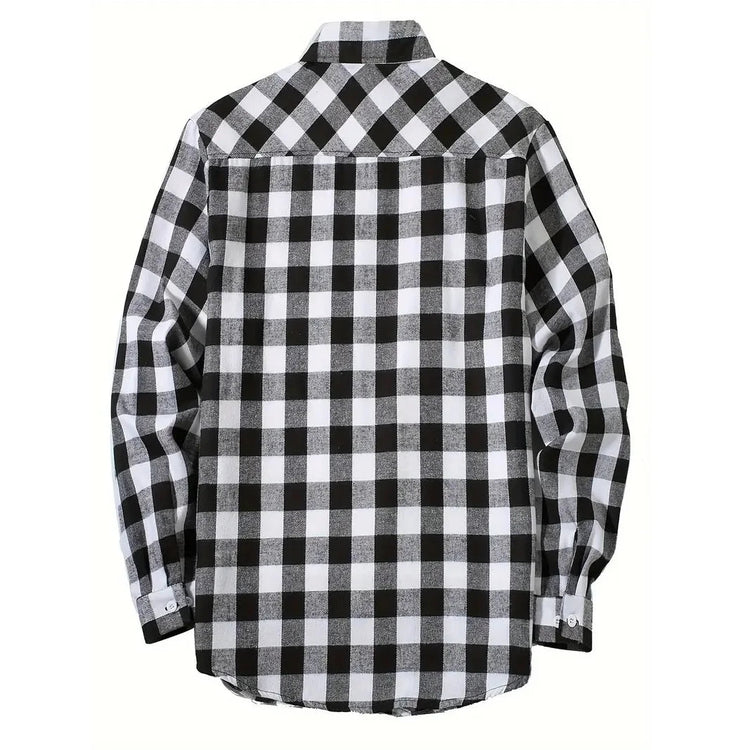 Mens Shirts Single Breaste Classic Plaid Smart Casual Flannel Shirt Long Sleeved Chest Two Pockets Design Spring Autumn Men Tops ShedPoundsPortal