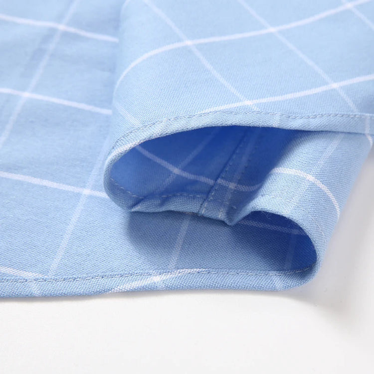 Cotton Fabric Breathable Men Oxford Short Sleeve Summer Plaid Striped Male Shirt Business Regular Fit Oversized Clothes ShedPoundsPortal