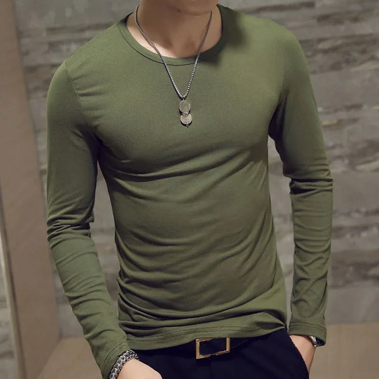 1pcs Spring Autumn Men Long Sleeve T Shirt Mens Thin Solid Casual T-shirts Classic Clothes Men&
