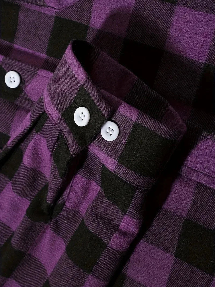 Mens Shirts Single Breaste Classic Plaid Smart Casual Flannel Shirt Long Sleeved Chest Two Pockets Design Spring Autumn Men Tops ShedPoundsPortal
