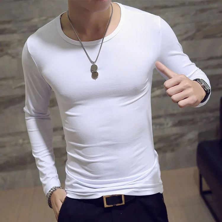 1pcs Spring Autumn Men Long Sleeve T Shirt Mens Thin Solid Casual T-shirts Classic Clothes Men&