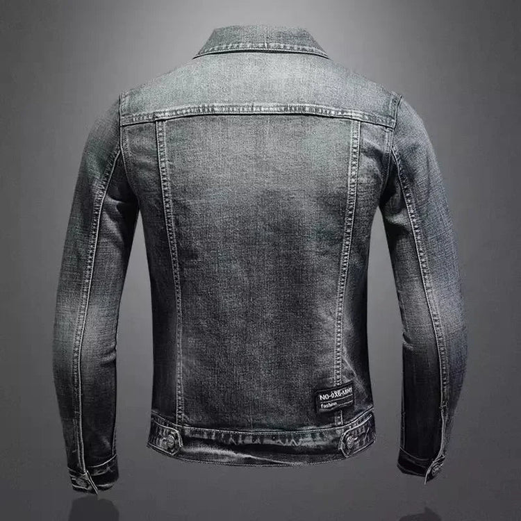 Trendy Stand Collar Zip-Uplapel Motorcycle Denim Jacket Unique Vintage Sports Top For Men Casual Trendy Brand Jacket ShedPoundsPortal