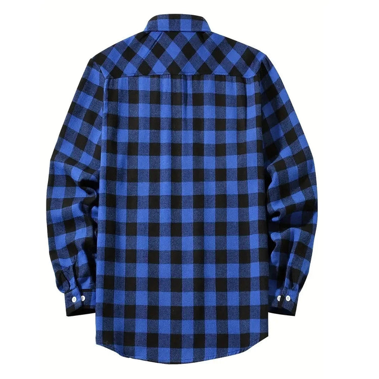 Mens Shirts Single Breaste Classic Plaid Smart Casual Flannel Shirt Long Sleeved Chest Two Pockets Design Spring Autumn Men Tops ShedPoundsPortal