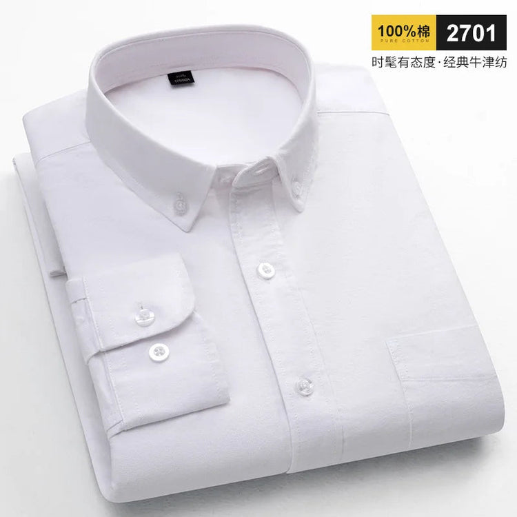 Casual Long-sleeve Shirts for Men Slim Fit Plain Shirt 100%cotton Plaid Striped Tops Soft Designer Fashion Korean Trends Clothes ShedPoundsPortal