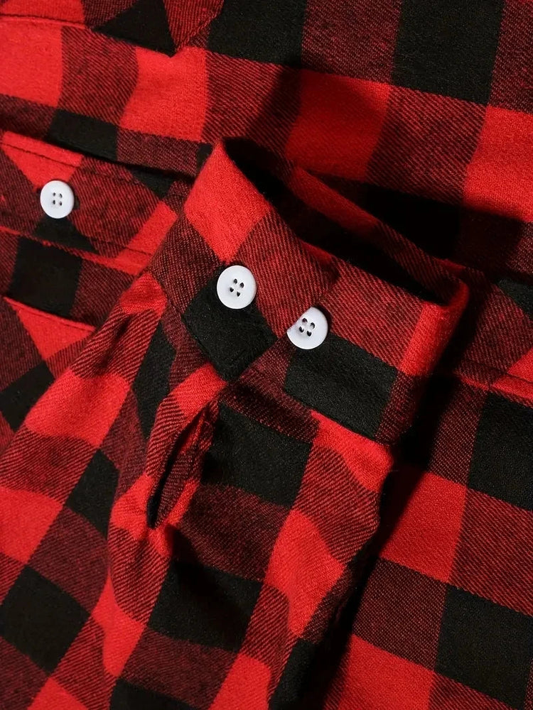 Mens Shirts Single Breaste Classic Plaid Smart Casual Flannel Shirt Long Sleeved Chest Two Pockets Design Spring Autumn Men Tops ShedPoundsPortal