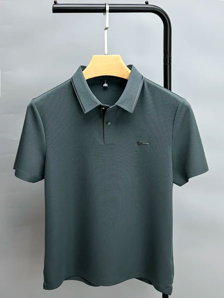 High end luxury brand fashion hot diamond short sleeve Advanced printed POLO shirt summer new Korean version men&