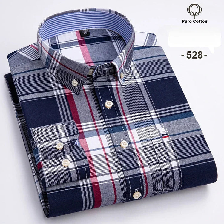 Fashion over size 7XL long-sleeve shirts for men 100%cotton Oxford slim fit plain shirt soft casual elegants designer clothes ShedPoundsPortal