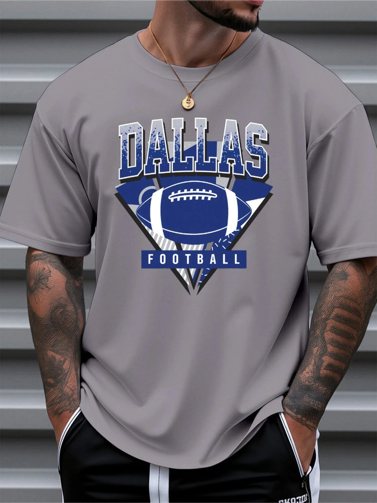 T Shirt For Man 100% Cotton Summer Dallas Football themed Print Casual Slim Fit Round Neck Short Sleeved T-shirt Top ShedPoundsPortal