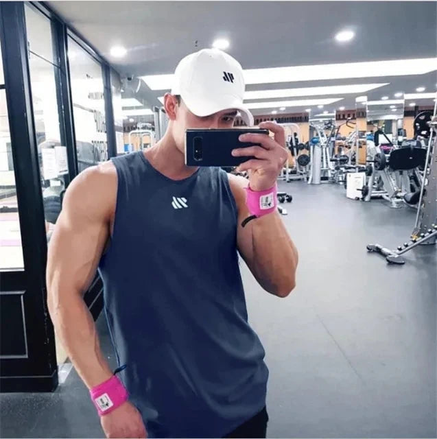 2024 Mens fitness gyms Tank top men Fitness sleeveless shirt Male mesh breathable Sports vest Undershirt Gyms Running vest men ShedPoundsPortal