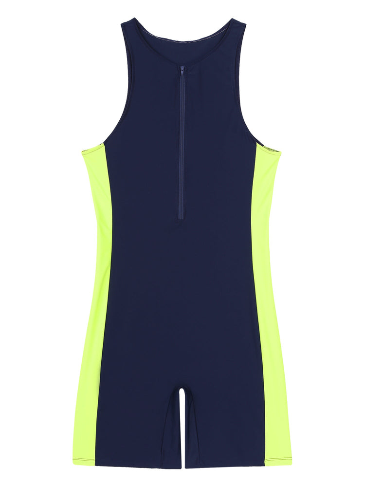 Summer Men One-piece Swimwear Swimsuit Sleeveless Front Zipper Swimming Shorts Bodysuit Triathlon Wetsuit Bathing Suit Beachwear ShedPoundsPortal