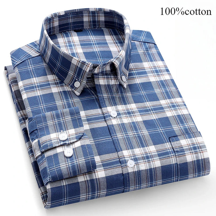 Fashion over size 7XL long-sleeve shirts for men 100%cotton Oxford slim fit plain shirt soft casual elegants designer clothes ShedPoundsPortal