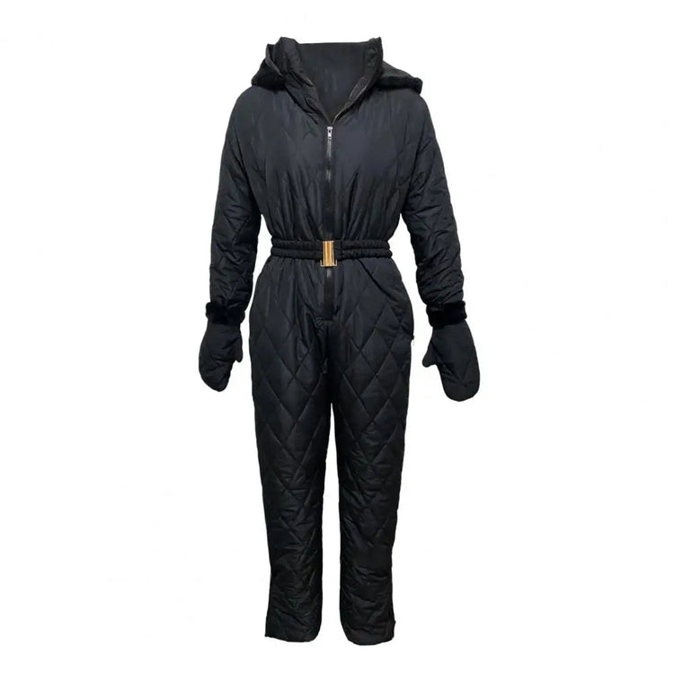 Thickened Cotton Padded Ski Jumpsuit Waterproof Winter Warm Ski Jacket Ice Snow Sports Jumpsuit Coat Zipper Closure Ski Suit ShedPoundsPortal