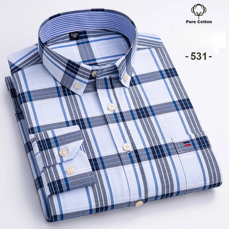 Fashion over size 7XL long-sleeve shirts for men 100%cotton Oxford slim fit plain shirt soft casual elegants designer clothes ShedPoundsPortal