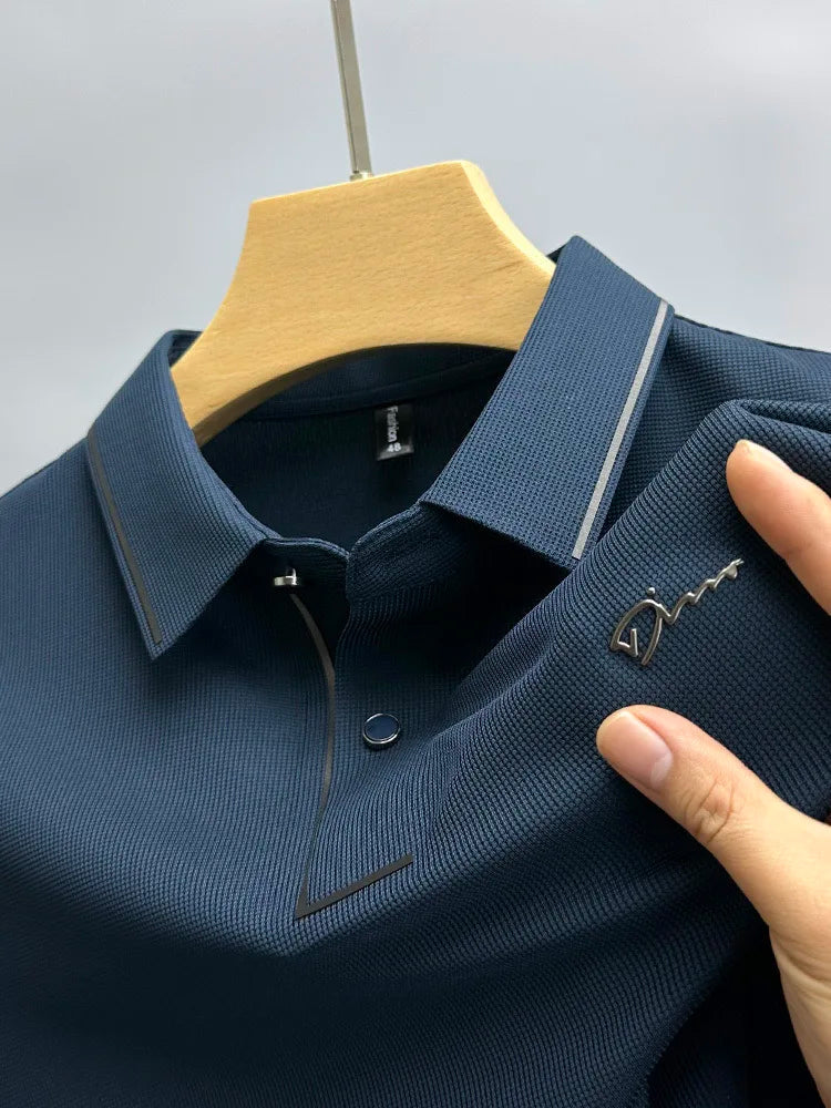 High end luxury brand fashion hot diamond short sleeve Advanced printed POLO shirt summer new Korean version men&