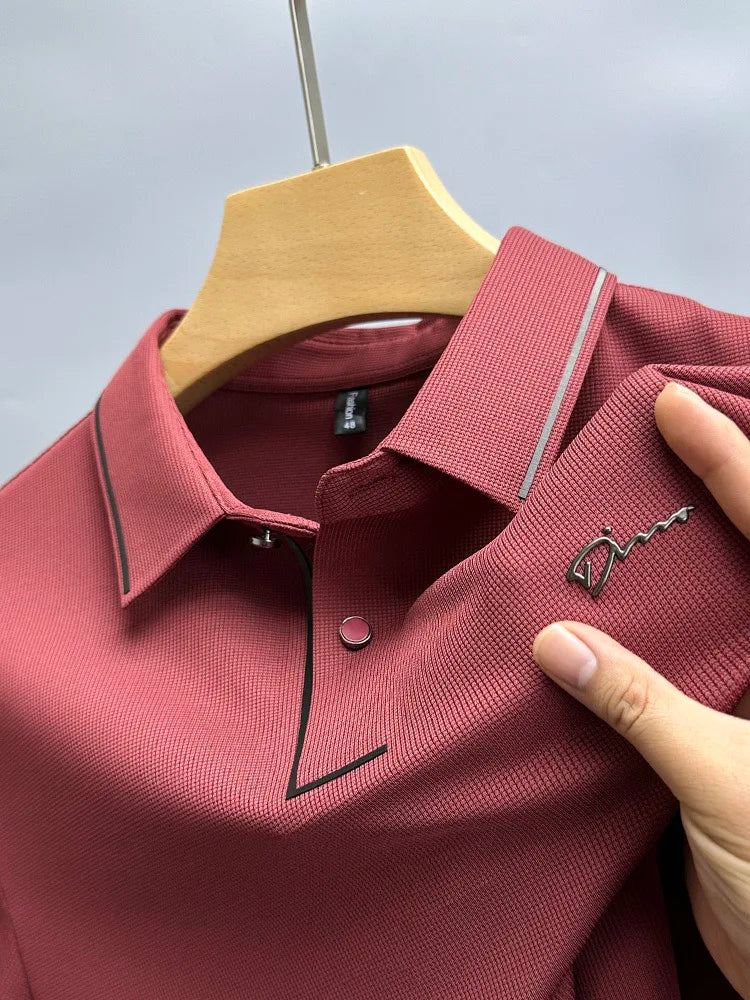 High end luxury brand fashion hot diamond short sleeve Advanced printed POLO shirt summer new Korean version men&