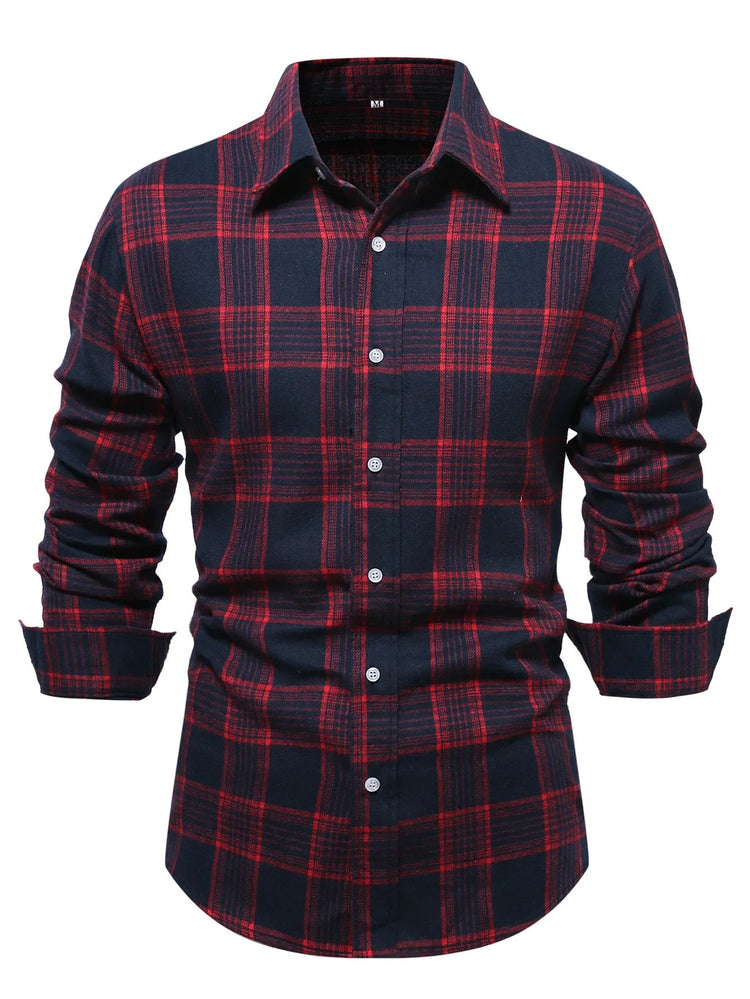 Casual Plaid Long Sleeve Men&