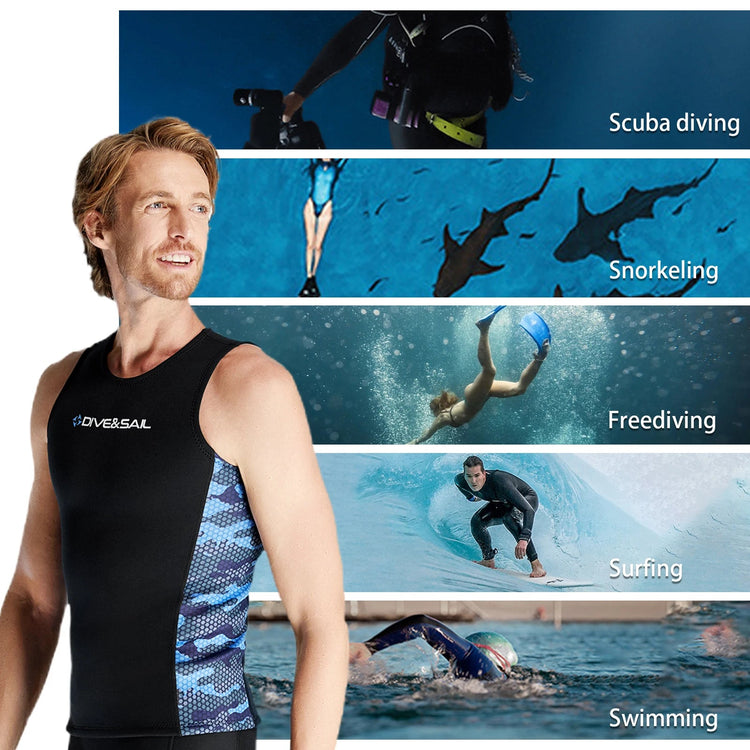 Men Wetsuit Vest Surfing Water Sports Swimsui Vest Diving Sleeveless Vest for Canoeing Swimming Men Swimsui Vest ShedPoundsPortal
