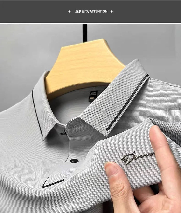 High end luxury brand fashion hot diamond short sleeve Advanced printed POLO shirt summer new Korean version men&