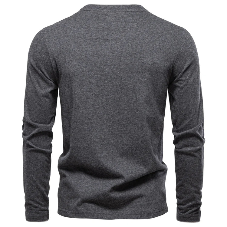AIOPESON Henley Collar T Shirt Men Casual Solid Color Long Sleeve Autumn Fashion High Quality 100% Cotton Mens T Shirts ShedPoundsPortal
