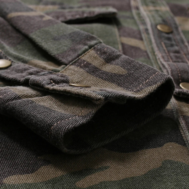 Men Shirts Coats Tops Camouflage Shirt Turn Down Collar Full Sleeve Single Breasted Casual Splice Regular Button Autumn ShedPoundsPortal