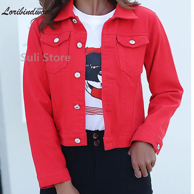 Jeans Jacket and Coats for Women 2025 Autumn Candy Color Casual Short Denim Jacket Korean Coats Women Jeans Jacket Clothes ShedPoundsPortal